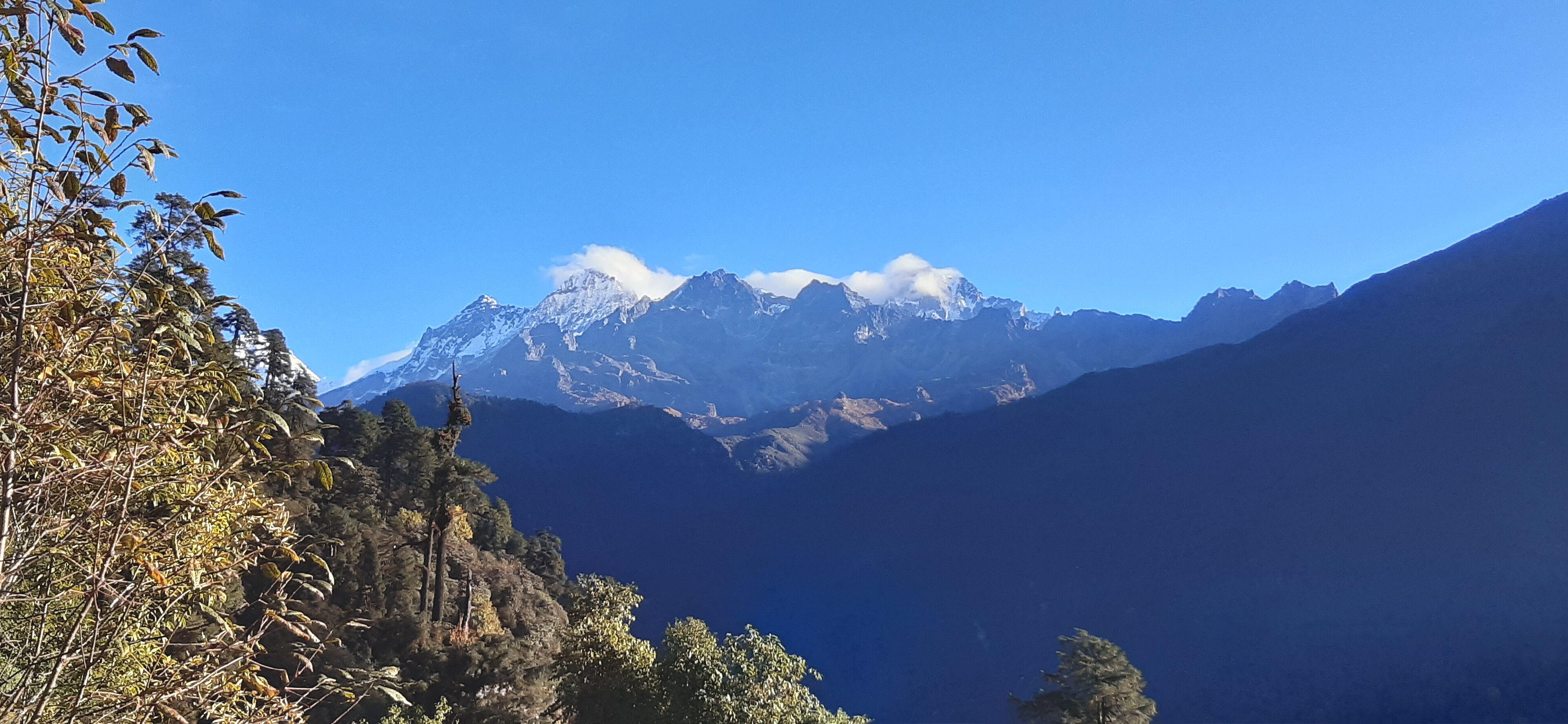 Snow-clad Himalayan peaks at first light