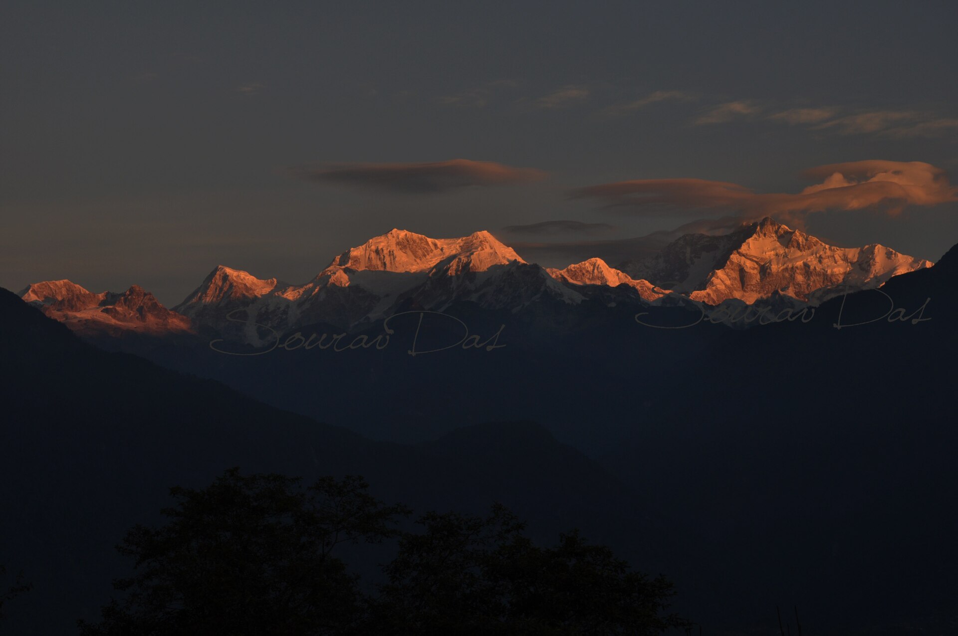 Sunrise on a snow peak in the Eastern Himalaya